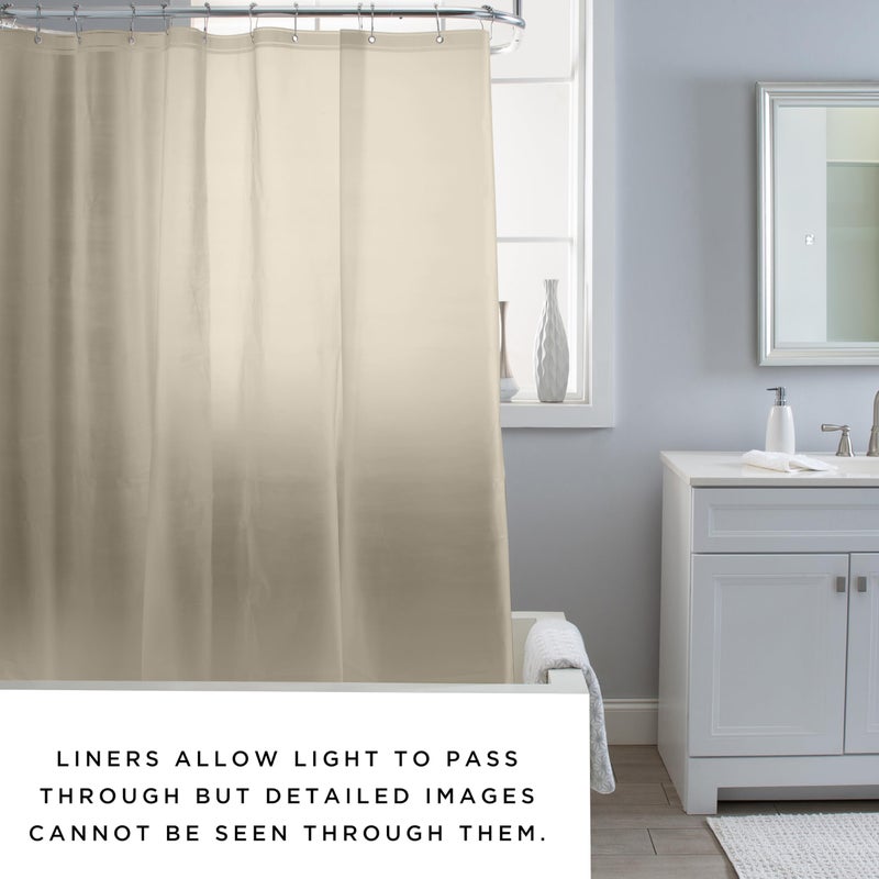 Bath Bliss PVC Heavy Weight Shower Curtain Liner | 4G | 70"x72" | Rust Resistant Copper Grommets | Magnetic Hem | Beige - Image 2